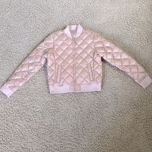 Aritzia TNA blush pink quilted down bomber jacket size Large